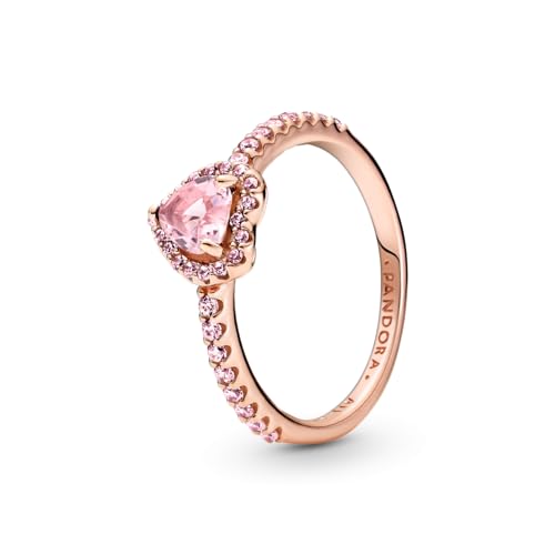 Pandora Sparkling Elevated Heart Ring - Rose Gold Ring for Women - Layering or Stackable Ring - Gift for Her 14k Rose with Cubic Zirconia - With Gift Box2