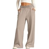 Girls Oversized Wide Leg Sweatpants Kids Baggy Straight Leg Track Pants Sport Bottom Joggers with (01 Khaki, 7-8 Years)