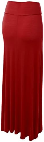 Lock and Love Women's Basic Solid Tie Dye Foldable High Waist Floor Length Maxi Skirt S-3XL Plus Size