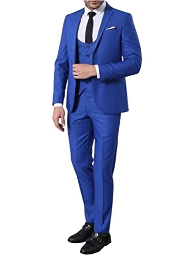 Costume homme 3 pièces mariage smoking boutonné chic élégant