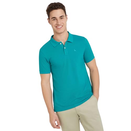Image of Parx Men Regular Fit Solid Pattern Cotton Polyester Blend Half Sleeve Polo Neck Casual T-Shirt