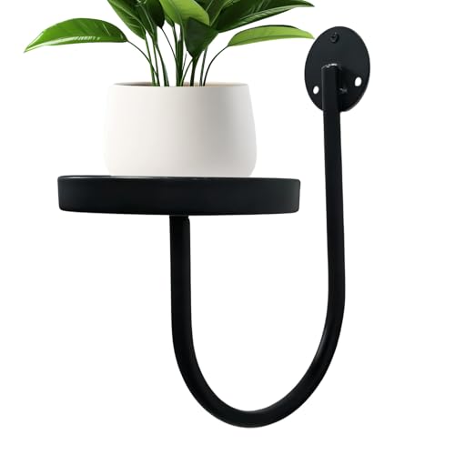 JIEBWCHA Soporte de pared para | Soporte de flores flotante de metal negro para decoración del hogar | Estantes de pared para macetas y para salón, jardín, balcón y oficina