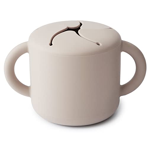 Image of mushie Silicone Snack Cup | Spill Proof Food Container for Toddler and Baby (Ivory)