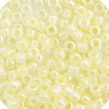 Miyuki Delica 11/0 Pale Yellow Ceylon Lined-Dyed 50gms Bag of Japanese Glass Beads