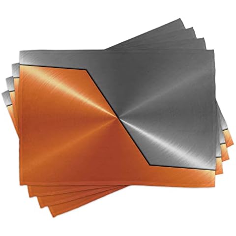 ABAKUHAUS Orange and Grey Placemats Set of 4 Cover