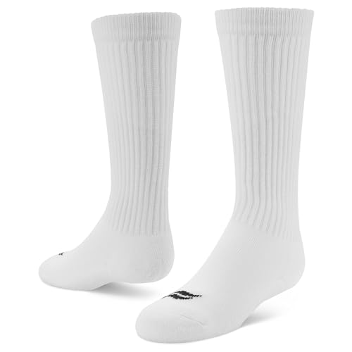 Sof Sole Soccer Over-the-Calf Team Athletic Performance Socks for -Men and -Youth (2 Pairs), -Child 13- -Youth 4, White