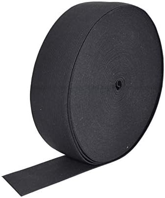 Mandala Crafts Black Elastic Band for Sewing - Wide 2 Inches Elastic Bands Spool for Pants Elastic Waistband Sewing - 25 YD Stretchy Flat Fabric Strap Knit Elastic Band for Wig