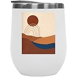Make Your Mark Design Aesthetic Minimalism Boho Sun & Rainbow Art Merch Gift, White 12oz Wine Tumbler