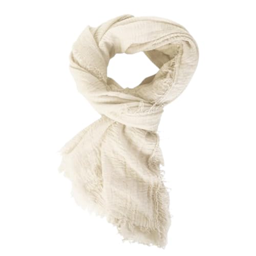 Generic Rubyzaar Scarf - The Boho Shawl - Fringed Eyelid Edge - Cream Color