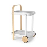 HomeStock Modern Bar Cart with Storage - 2 Tier Wooden Serving Cart - Sleek Design for Home Bar & Entertaining