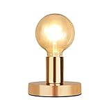 YKCGG Industrial Table Lamp Base,Small Polished Metal Desktop Light Sockets Base Only,Vintage E26/E27 Edison Screw Light Bulb Holder Base,with 6ft Cord Switch Plug Bulb Base Holder（Golden）