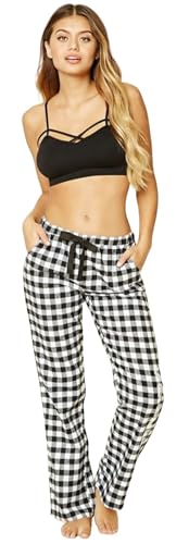 Image of Women's Warm Cotton Flannel 1 Pack Lounge Pants (Black Pyjamas) (Prints May Vary