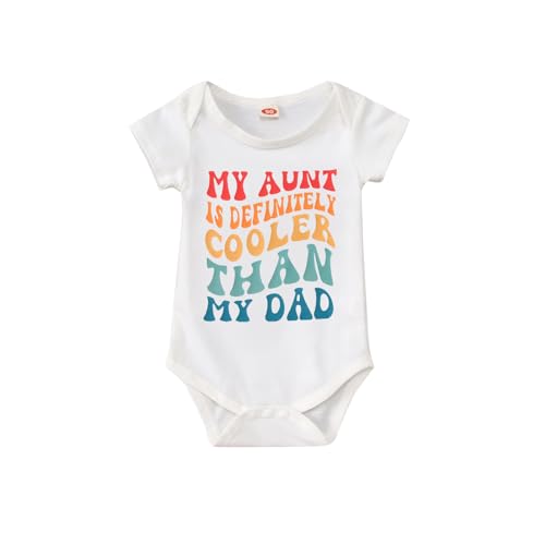 Image of CM C&M WODRO Newborn Infant Girl Boy Bodysuit My Aunt Is Cooler Than My Dad Funny Baby Onesie Romper Unisex Baby Clothes Gift