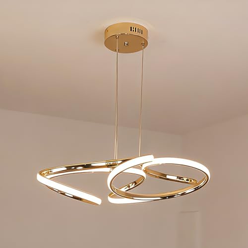 Lustre moderne doré 61 cm luminaire LED intensité variable TONGCIYU réglable