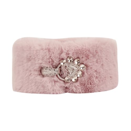 Women Rhinestone Fall Winter Warm Faux Fur Fake Collar Infinity Loop Circle Scarf Neck Warmer Wrap