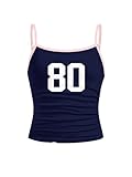 RoseSeek Girl's Sleeveless Jersey Shirts Number Graphic Camisole Tops Workout Sports Y2K Top Blue 8Y