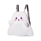 Halloween Cute Ghost Face Backpacks, Mini Crossbody Candy Bag, Plush Spooky backpack, Kawaii Cartoon Backpack for Birthday, Day of the Death Decor