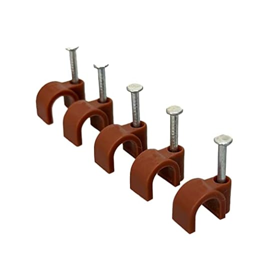 Clip fermacavo di forma rotonda, colore marrone, marrone