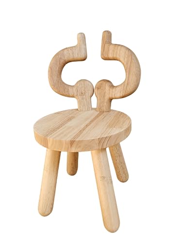 Nicita Wooden Children's Chair - Stool with Backrest - Step - Chair - Child-Friendly Design, Deer, Elk, Cow, Rabbit, Sheep (Cow)