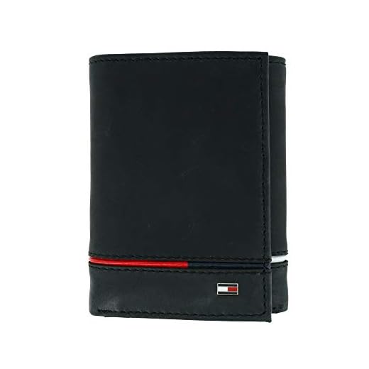 Carteira masculina de couro Leif RFID da Tommy Hilfiger, com dobra dupla, preta