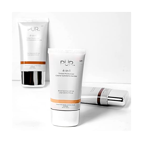 PÜR MINERALS 4-in-1 Tinted Moisturizer With SPF 20 - Hydrating Face Moisturizer, Primer, & Foundation Shea Butter, Aloe Vera Vitamin B3 Vegan Friendly Free of Paraben, Gluten BPA – Medium