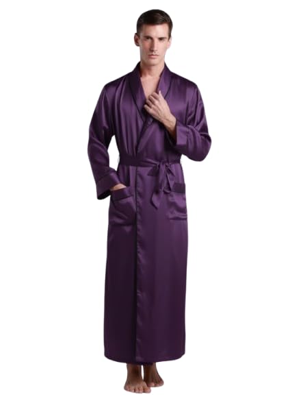 Luxury Satin Robe for Men | Night Robe | Men Nightwear | Sleeprobe | Full length | Frictionless Satin | Retains Skin Moisture | Front Pockets | Silky-image-14
