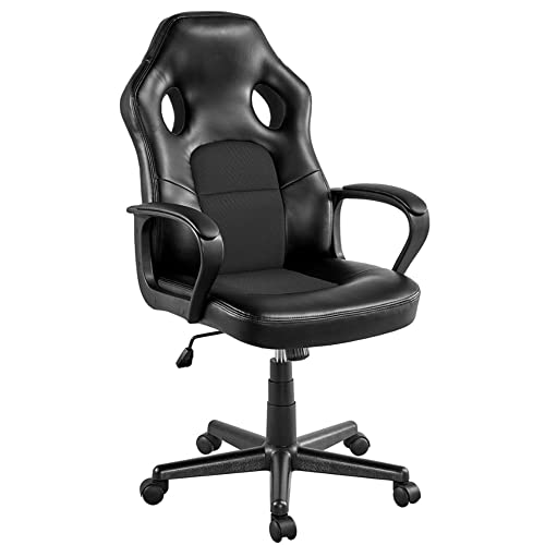 Adjustable Swivel Artificial Leather Gaming Chair Sturdy Metal Frame Castors with Armrests (D Talla ?nica)