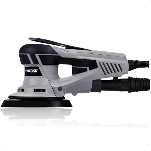 Werku WK400750, Lijadora Circular Rotorbital, Calidad Profesional, Motor Brushless, Potencia 350 W, Disco 150 mm, Órbita 5 mm, Incluye Disco Lijado y Manguera Aspiración