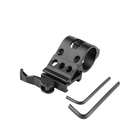 Husalsea Schnellspanner Taschenlampenhalterung Clip, 21mm Schlitz, für 25,4mm Rohrdurchmesser, Aluminiumlegierung Taschenlampenhalter, Schwarz | Kompatibel mit LED Lenser, Polizei Taschenlampe, Sicher