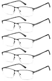 Eyecedar 5-pack Metal Spring Hinges Reading Glasses Men Stainless Steel Material 5-Colors Packaging Includes 5-Cloth Pouch And Brown Lens Sun Reader Reading Glasses +2.50