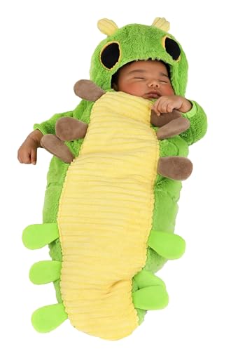Image of Green Caterpillar Infant Halloween Costume Bunting | Cute Bug Outfit for Babies for Costume Parties & Photos