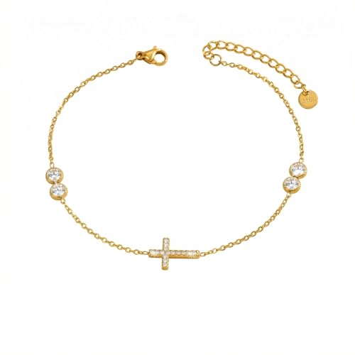 Image of NONAMOIS 18K Gold Plated Diamond Ankle Bracelets for Women Waterproof Gold CZ Pearl Bow Link Chain Anklets Non Tarnish Summer Beach Foot Jewelry Gifts