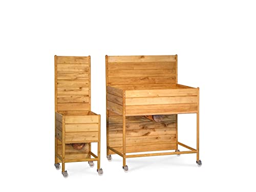 robinia-pro Balkon-HOCHBEET mit SICHTSCHUTZ-halbhoch, auf Rollen - H 86 cm, L 96 cm, B 42 cm, Gh. 131 cm, aus Robinienholz Cover
