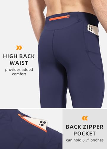 Image of baleaf Men's Winter Running Tights Thermal Cycling Pants Water Resistant Fleece Leggings Zipper Pockets Cold Weather Gear