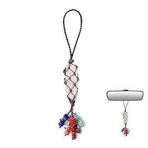 Crystal Car Hanging Ornament,Crystal Car Mirror Hanging Accessories,Natural 7 Chakra Crystal Gemstones Tassels Handmade Decor for Car Rear View Mirror,Window，Door,Wall,Home(Coloured/Transparent)