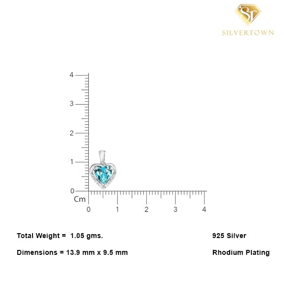 Image of SILVERTOWN 925 Silver Celestial Grace Heart Pendant Necklace | Hallmarked | White Rhodium Plated | Gift For Women and Girls