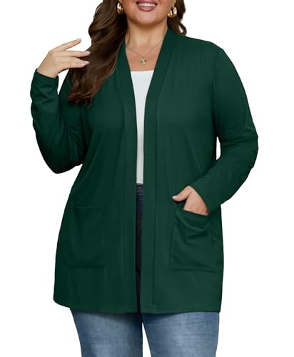 Image of OLRIK Plus Size Cardigan for Women 2026 Lightweight Open Front with Pockets