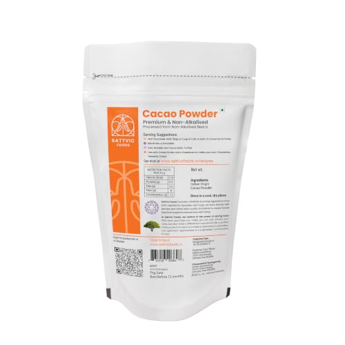 Image of Sattvic Foods Artisanal Cacao Powder (1.5 kg) Produced from Non-Alkalized Cacao beans | Unsweetened | Sourced from Kerala | High in Antioxidants | Use in Baking, Smoothies, Truffles