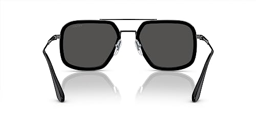 Prada Pr 57Xs M4Y5S0 Black Metal Square Sunglasses Grey Lens #TOP2