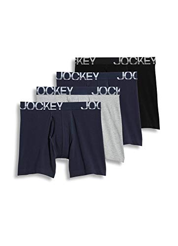 Jockey Men's Underwear ActiveStretch Midway Brief - 3 Pack 1 Bonus, True Navy/Grey Heather/True Navy, M