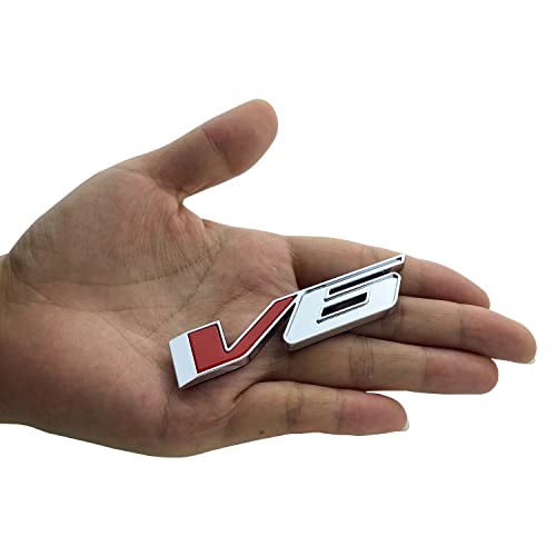 dgea 1Pc V6 23349280 Badge 3D Truck Emblem Sticker Fit for 17-21 Canyon Colorado (Silver Red)