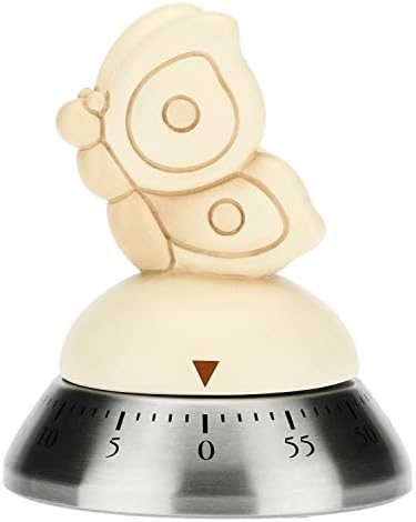 THUN – Timer da Cucina con Farfalla – Accessori da Cucina – Linea Elegance – Ceramica e Acciaio Inossidabile – Ø 5,7 cm