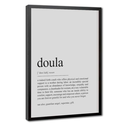 Doula Gift, Doula Definition Print, Labour Assistant Midwife Gifts, Birth Assistant Thank You, Printable Wall Art for Living Room Canvas Wall Art Poster Print Gift Hanging Black Frame 24" L X 36" W