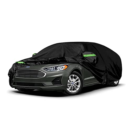 Image of Waterproof Car Covers Replace for 2005-2023 Ford Fusion, 6 Layers All Weather Custom-fit Car Cover with Zipper Door & Windproof Strap for Snow Rain Dust Hail Protection
