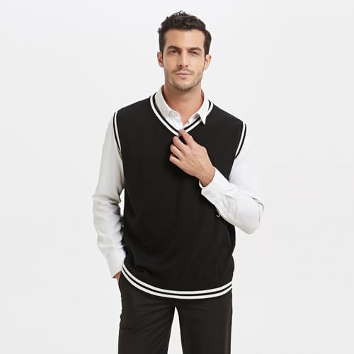 TopTie V-Neck Vest Uniform Men's Knitted Cotton Sweater Vest Sleeveless School Knitwear2