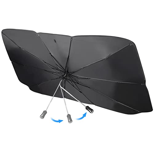 【曲がる傘柄】JOYTUTUS サンシェード 車用 傘型 ひよけ フロントガラス用 カーシェード パラソル カバー ...