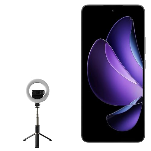 BoxWave Stand and Mount Compatible with Oppo Reno13 F - RingLight SelfiePod, Selfie Stick Extendable Arm with Ring Light - Jet Black