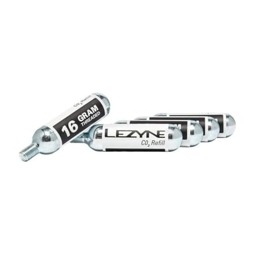 LEZYNE Threaded CO2 Cartridges 5-Pack, 16g & 25g, for Quick and Easy Tire Inflation, Road, Gravel, Mountain Bike Tires, Compact, Compatible with Threaded Inflator Heads.