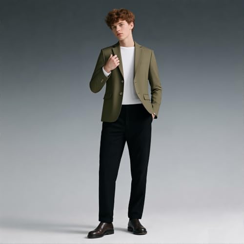 Rogers & Morris Men's Blazer 2 Buttones Casual Slim Fit Suit Jacket Wool Sport Coat Chaqueta de Traje para Hombre4