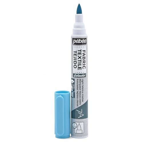 Pébéo 803475 7A Pennarello Per Tessuti Con Punta Da 1 Mm, Colore: Blu Fluo